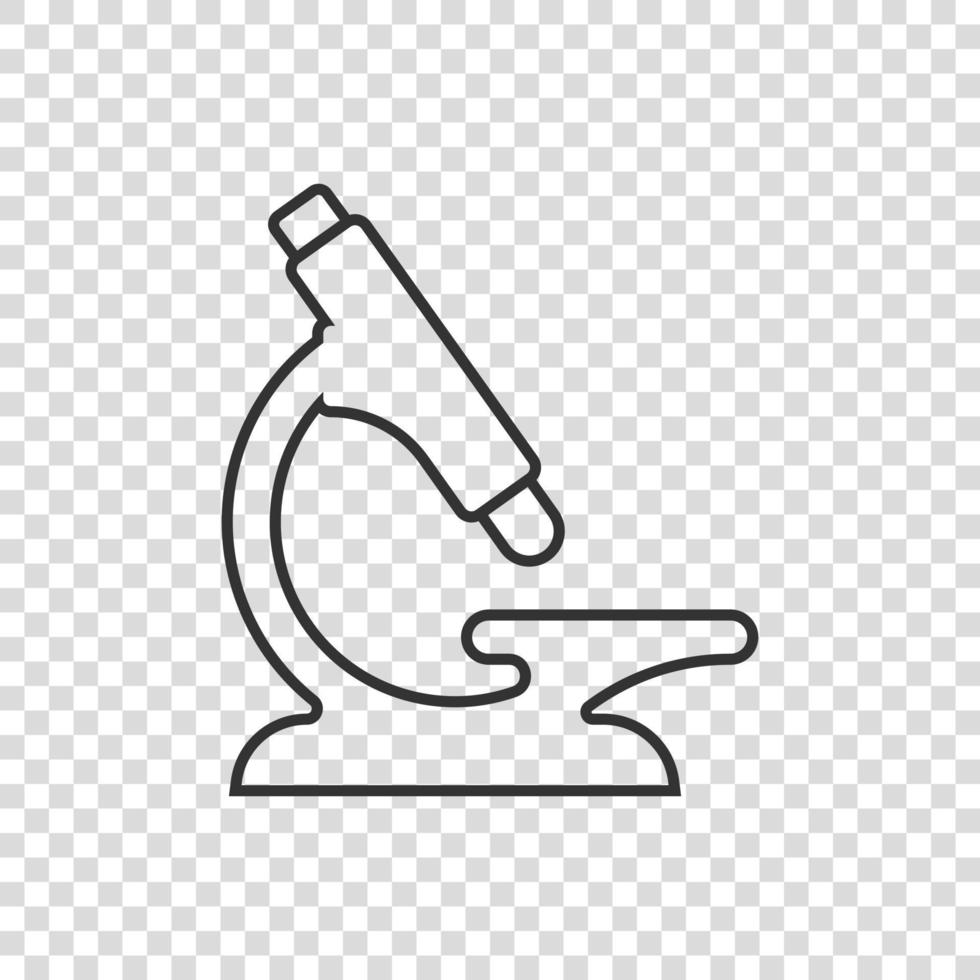 Microscope icon in flat style. Laboratory magnifier vector illustration on isolated background. Biology instrument sign business concept.