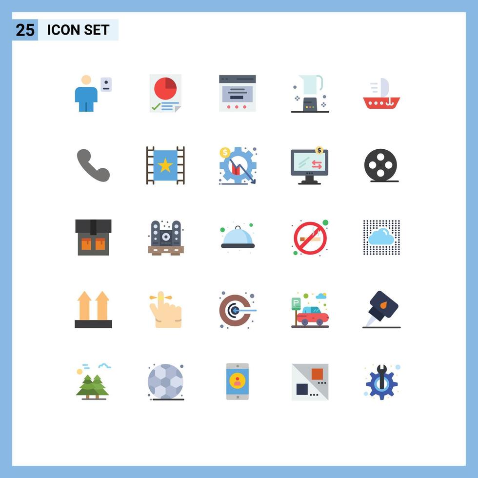 Set of 25 Modern UI Icons Symbols Signs for mug drink report coffee user Editable Vector Design Elements