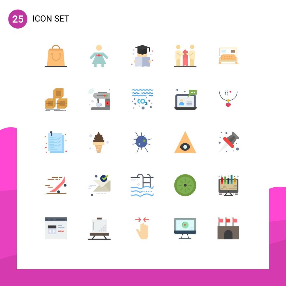 25 Creative Icons Modern Signs and Symbols of bedroom hotel education partnership cooperation Editable Vector Design Elements