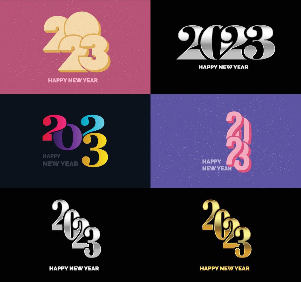 gran conjunto de 2023 feliz año nuevo diseño de texto de logotipo plantilla de diseño de número 2023 vector