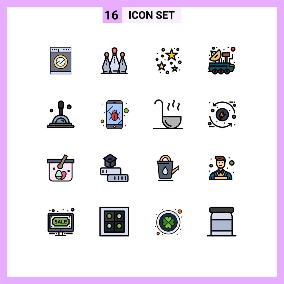 Set of 16 Modern UI Icons Symbols Signs for search signal night science car Editable Creative Vector Design Elements