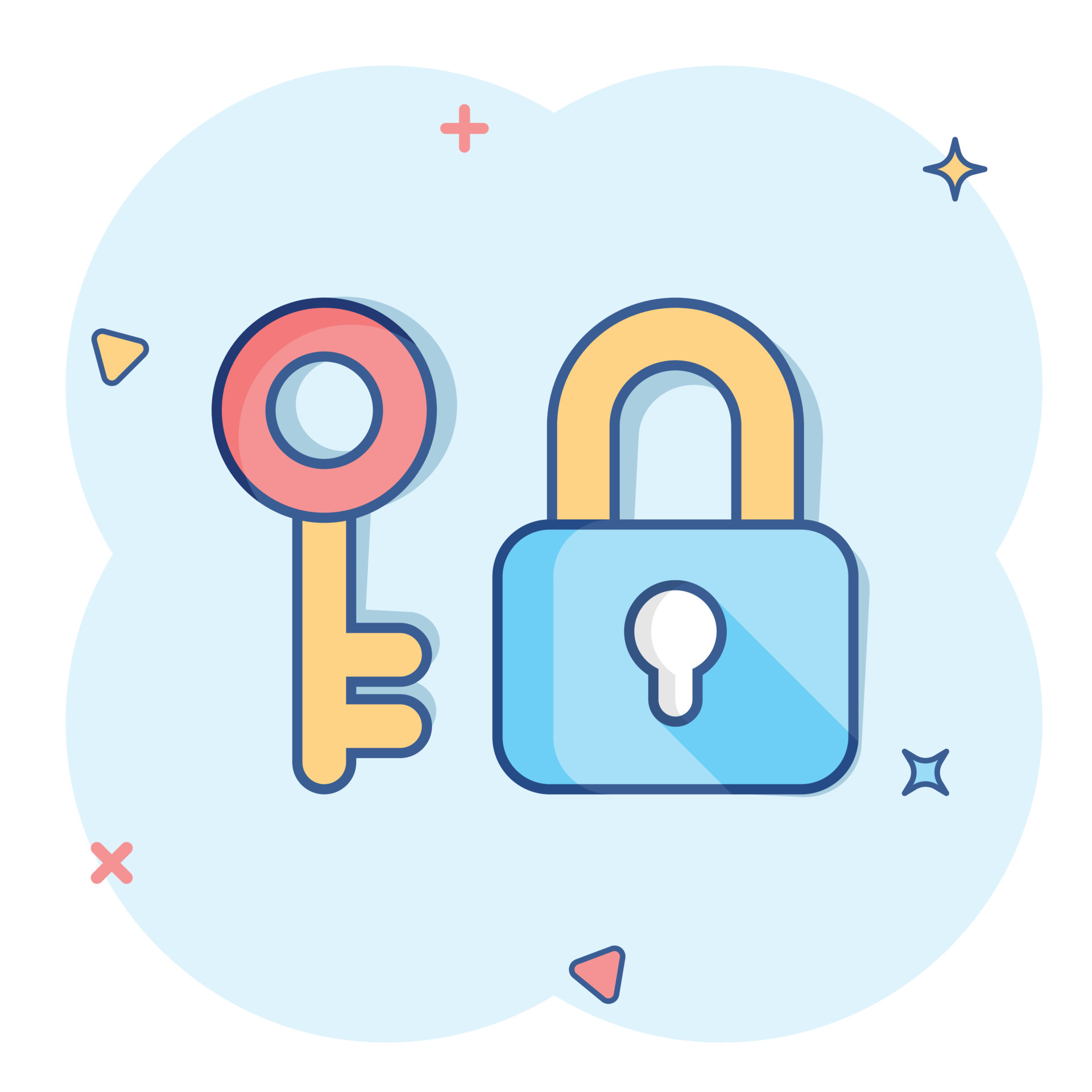 Key with padlock icon in comic style. Access login vector cartoon  illustration pictogram. Lock keyhole business concept splash effect.  16141059 Vector Art at Vecteezy