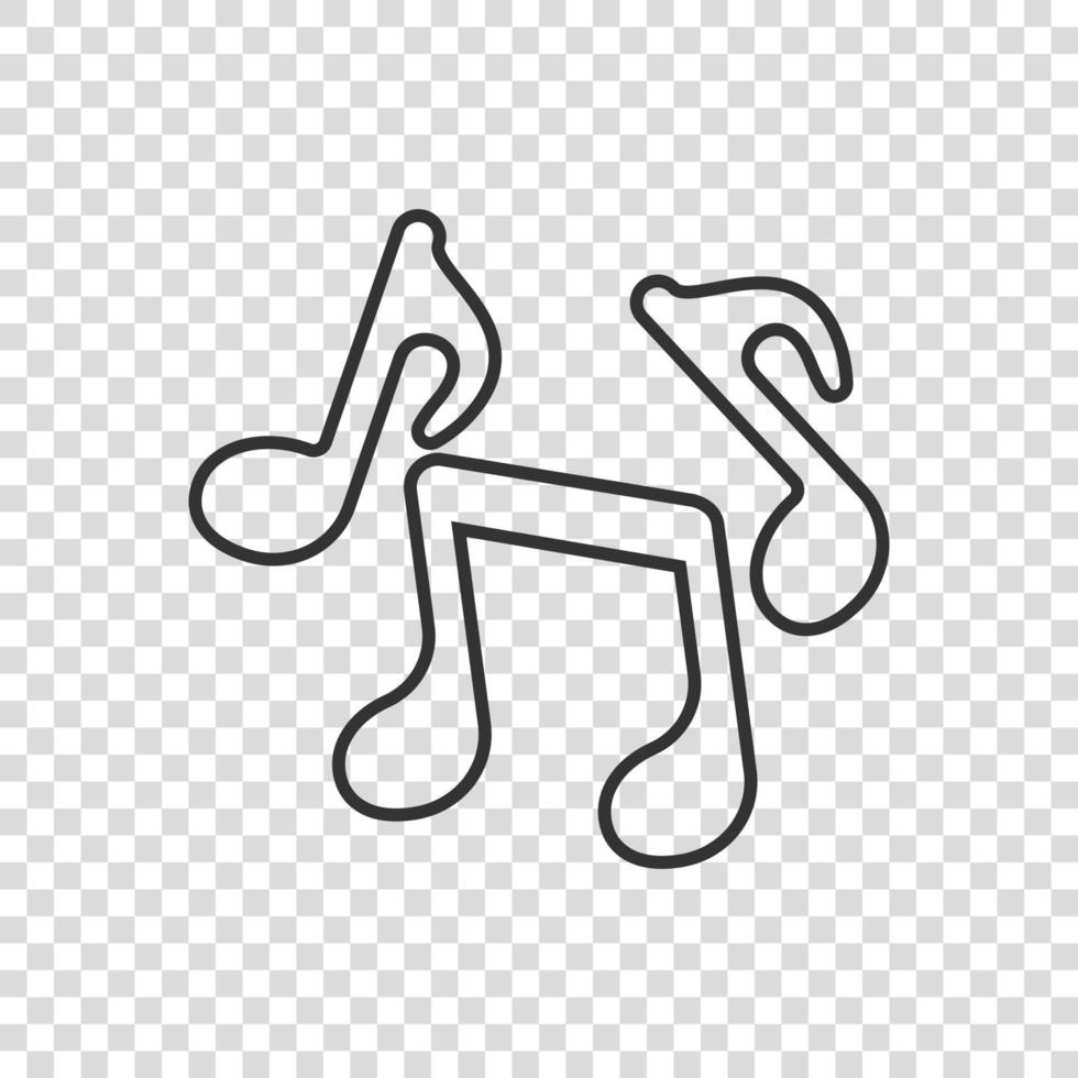 Music note icon in flat style. Song vector illustration on white isolated background. Musician sign business concept.