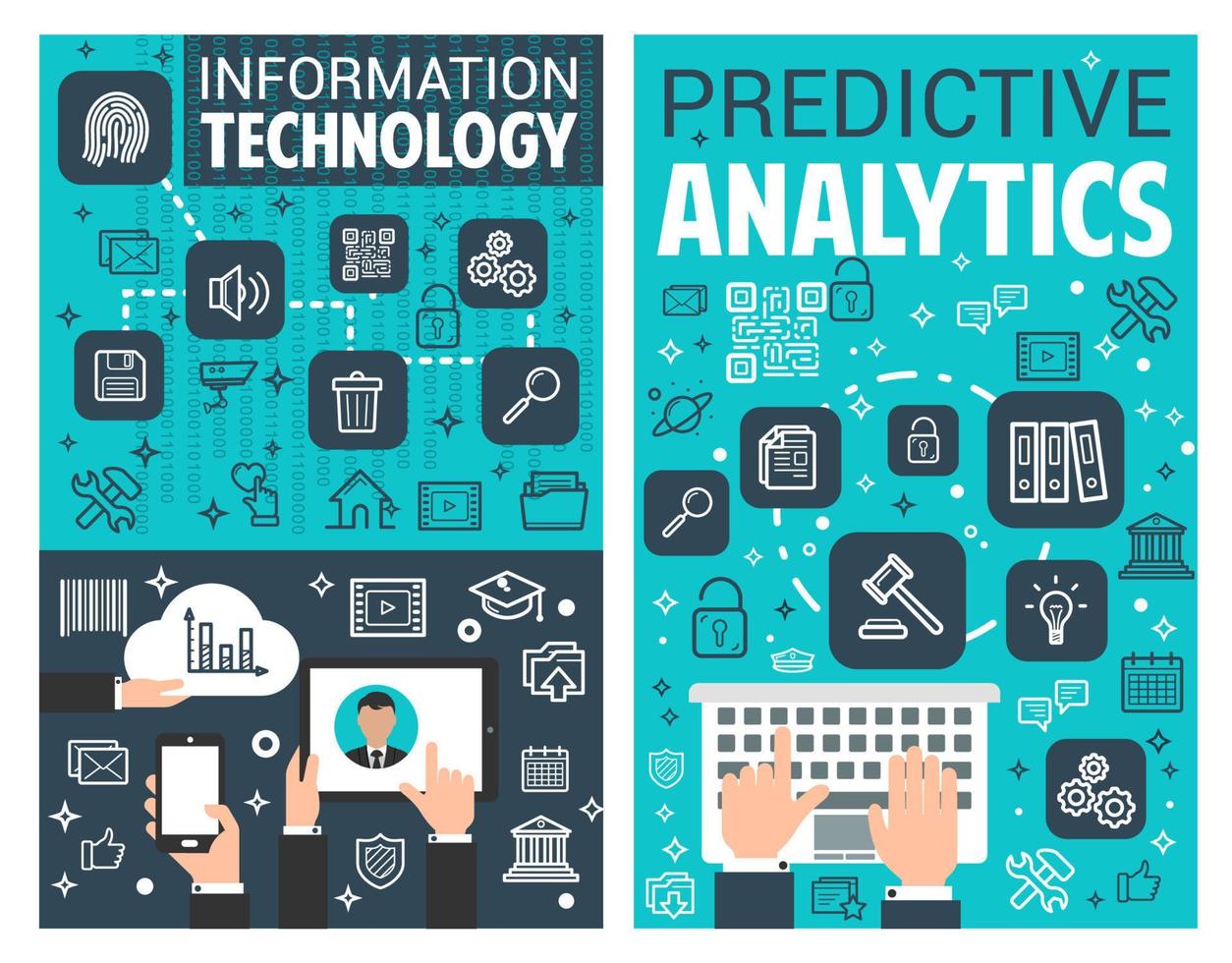 Internet information technology vector posters