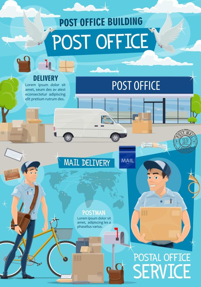 Post office and mail fast delivery service vector