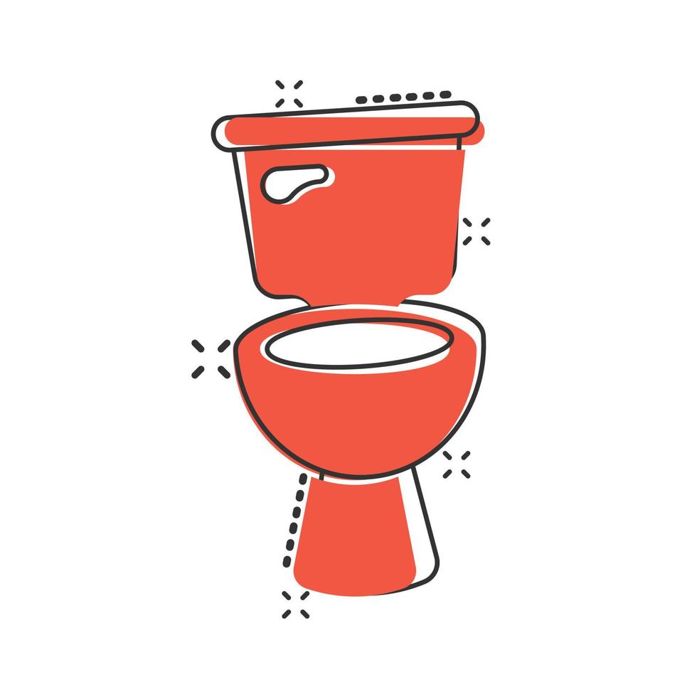 Toilet bowl icon in comic style. Hygiene cartoon vector illustration on isolated background. WC restroom splash effect sign business concept.