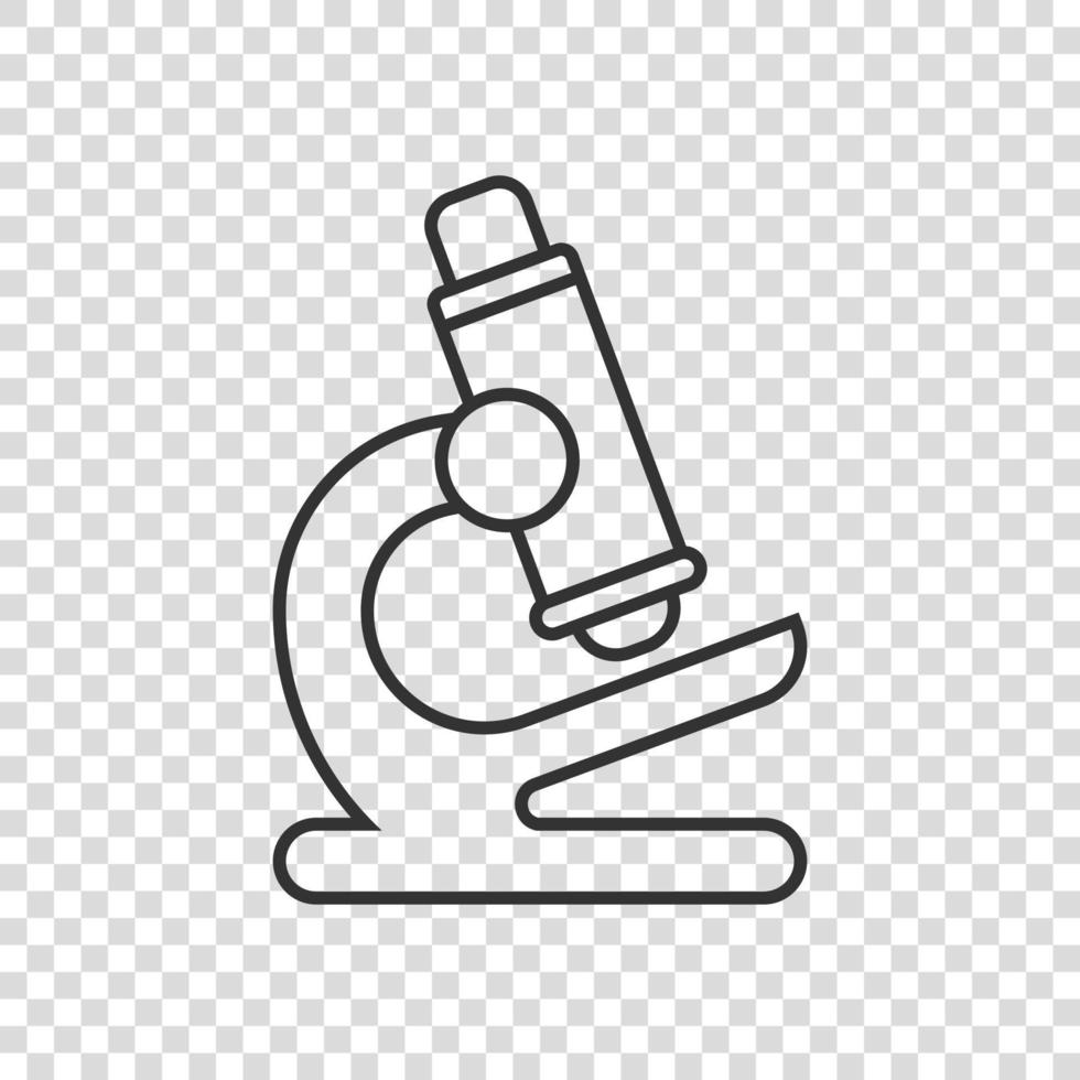 Microscope icon in flat style. Laboratory magnifier vector illustration on isolated background. Biology instrument sign business concept.