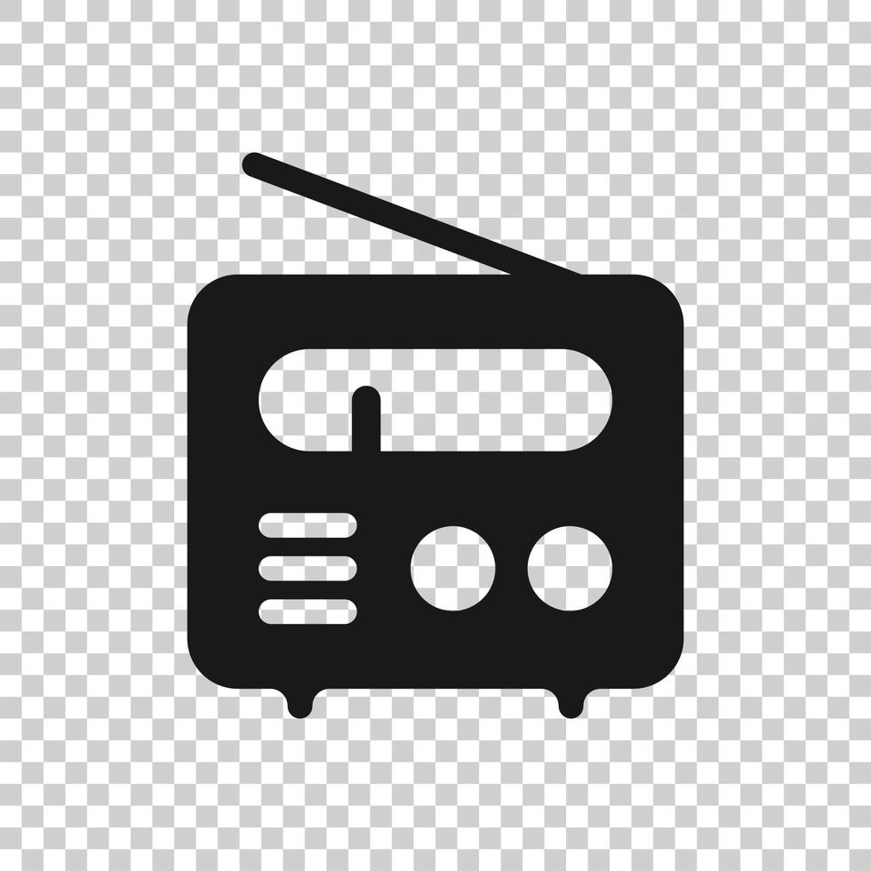 icono de radio en estilo plano. Ilustración de vector de transmisión fm sobre fondo blanco aislado. concepto de negocio de radiodifusión.