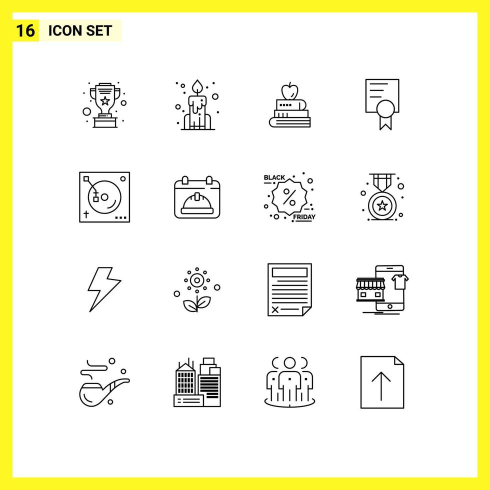 Group of 16 Modern Outlines Set for sound music pen mix education Editable Vector Design Elements