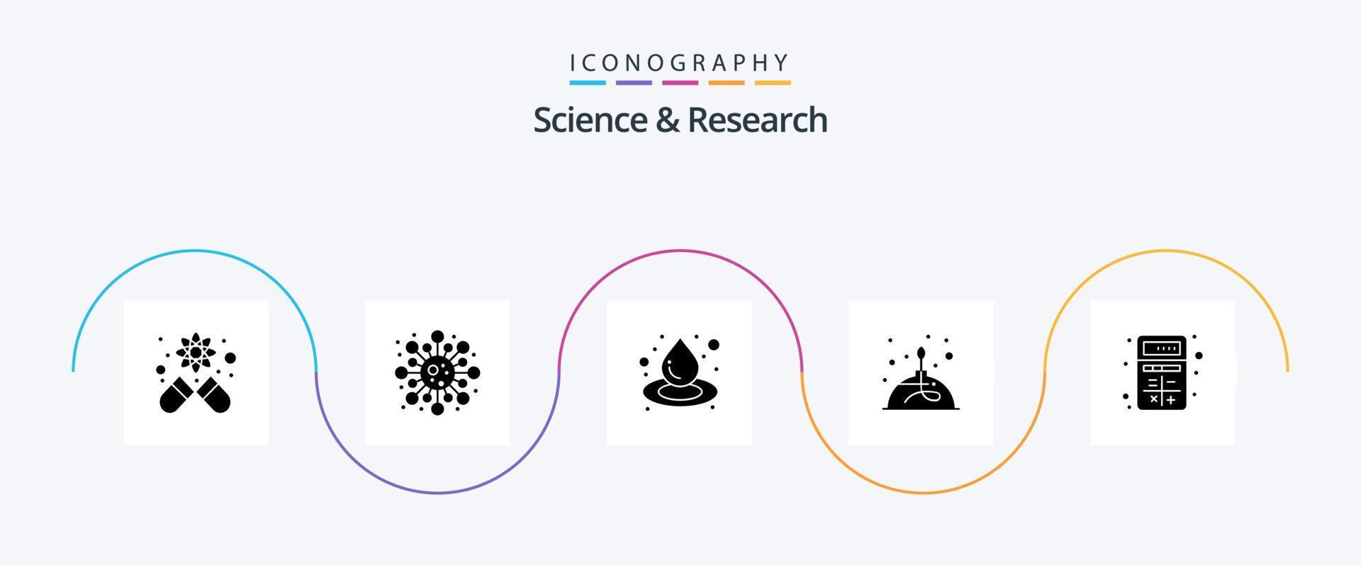 Science Glyph 5 Icon Pack Including apps. add. liquid. science. fire vector