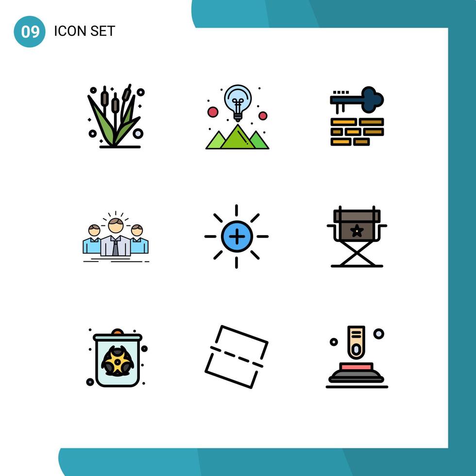 Pictogram Set of 9 Simple Filledline Flat Colors of leader employee strategy solution career login Editable Vector Design Elements