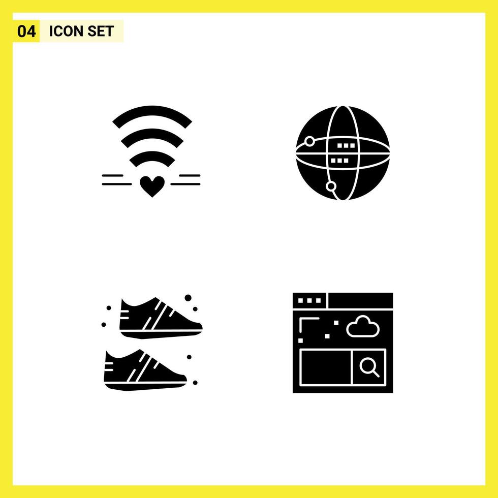 Solid Glyph Pack of Universal Symbols of wifi equipment heart computing sportive Editable Vector Design Elements