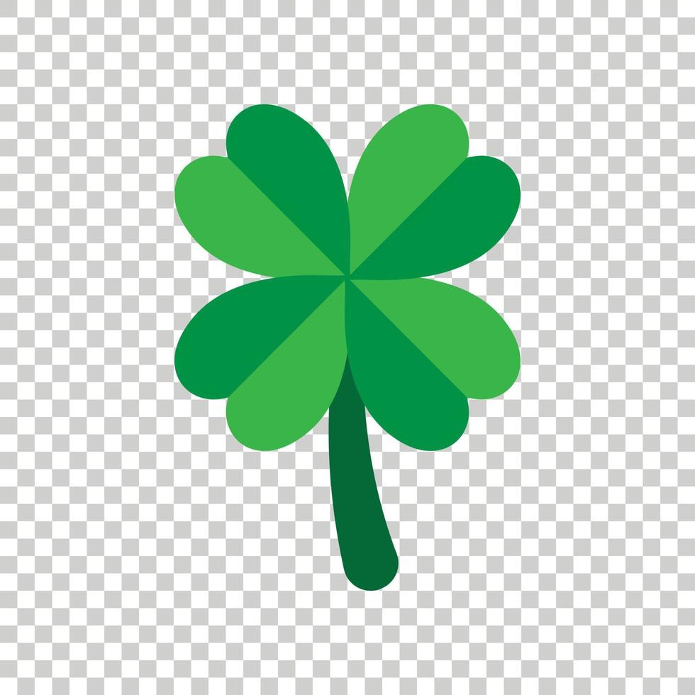 Four leaf clover icon in flat style. St Patricks Day vector illustration on white isolated background. Flower shape business concept.