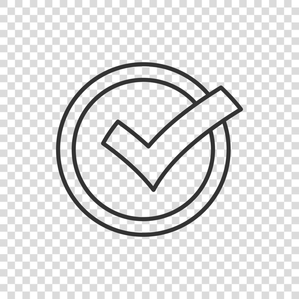 Check mark sign icon in flat style. Confirm button vector illustration on white isolated background. Accepted business concept.