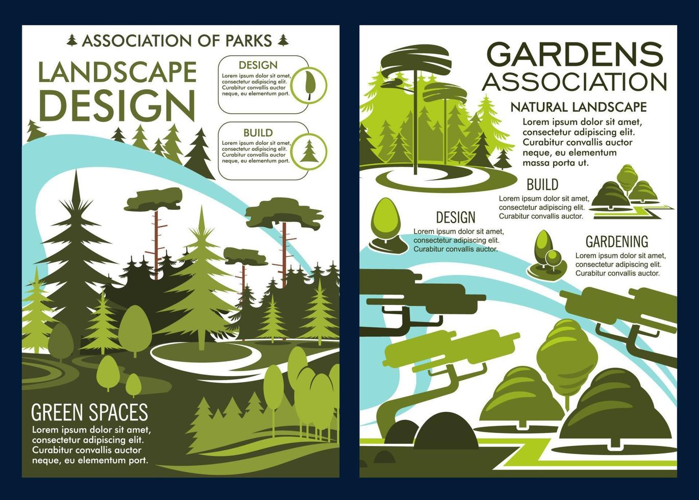 naturaleza paisaje diseño servicio verde parque pósters vector