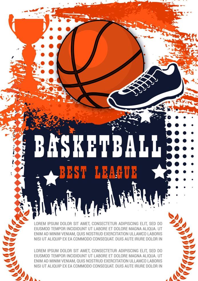 Basketball game poster with ball vector