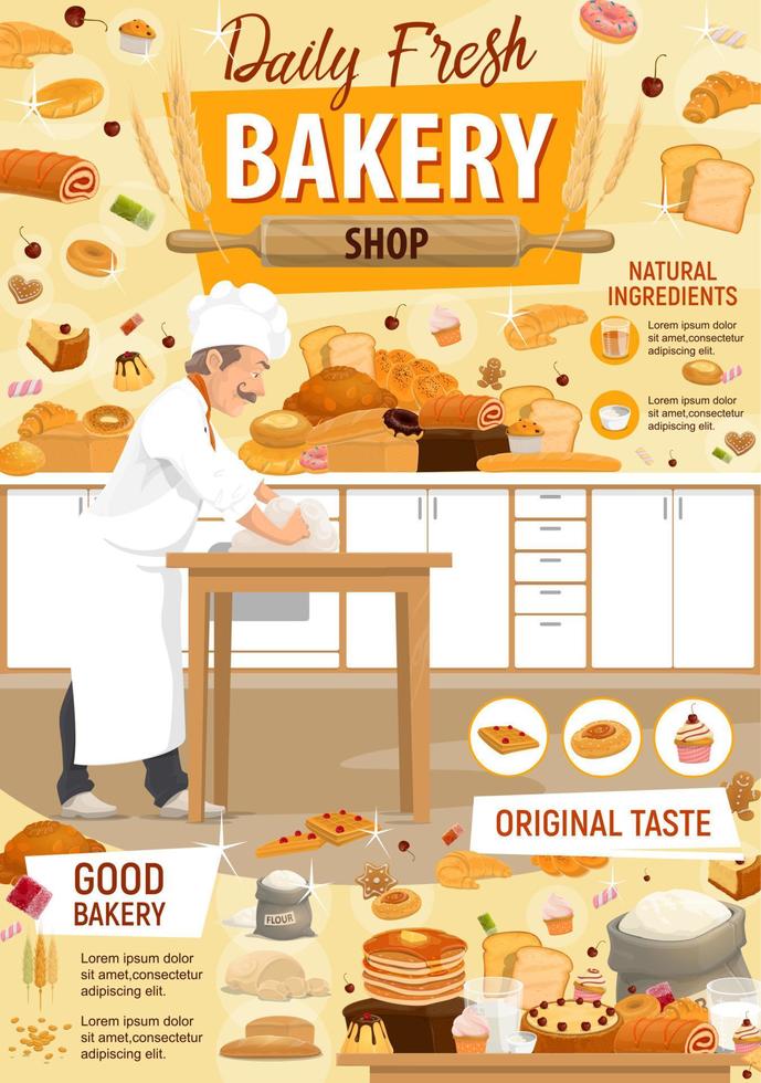 Bakery and patisserie, pastry, baker vector