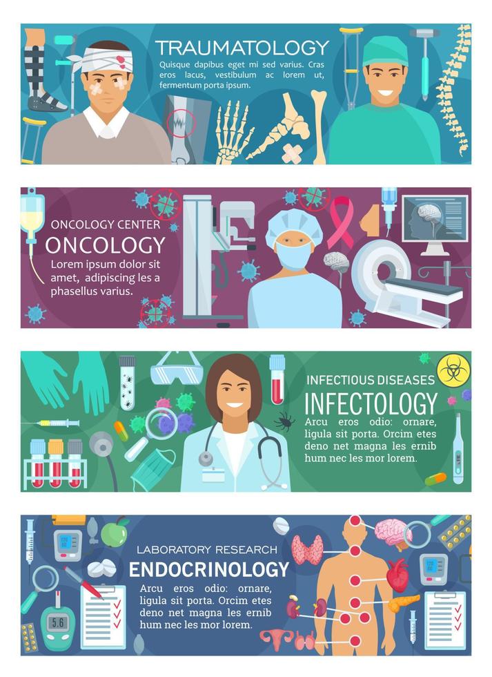 Traumatology oncology, infectiology, endocrinology vector