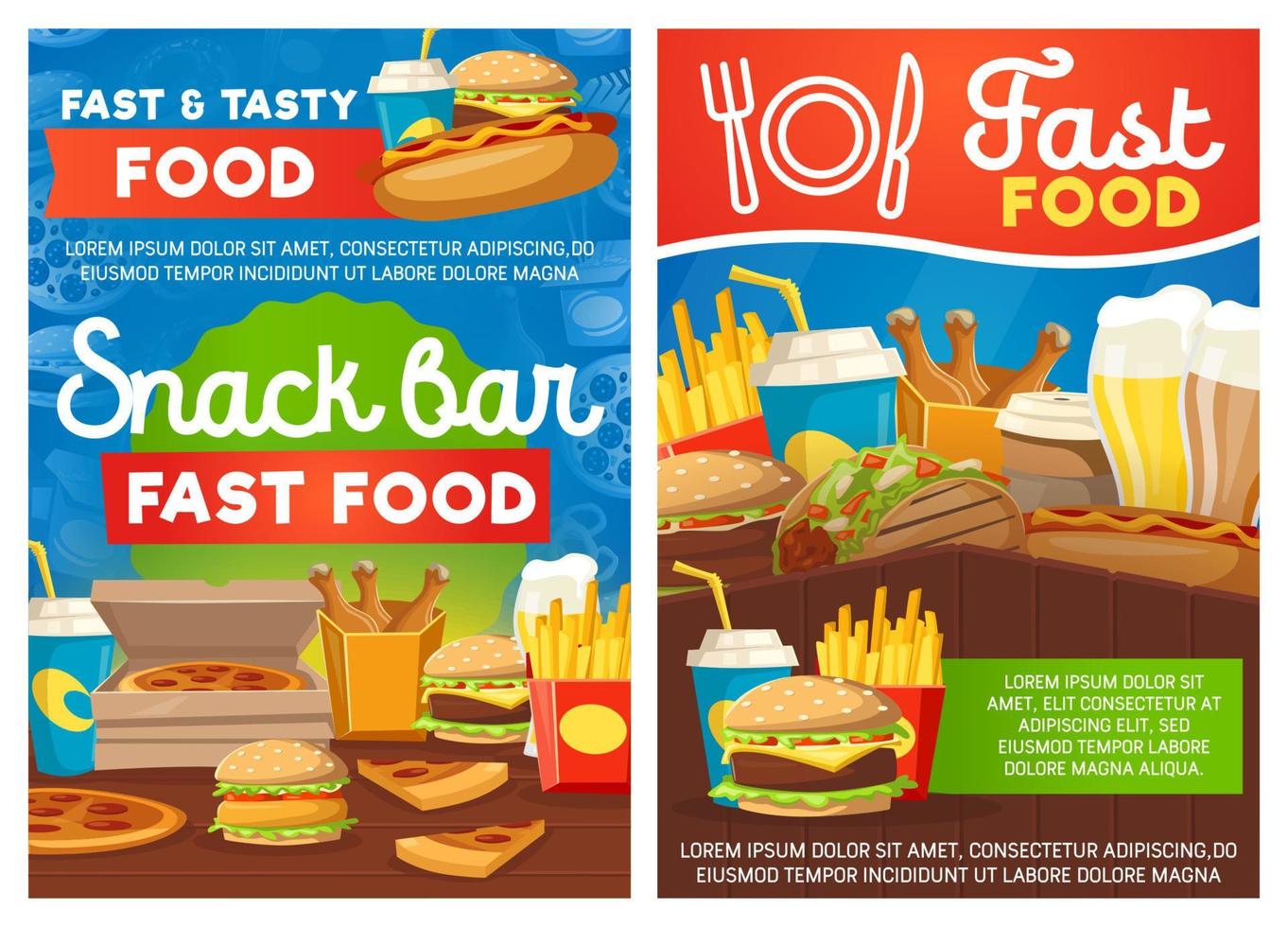 Snack bar or fastfood street meals vector