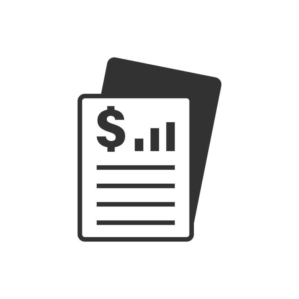 Financial statement icon in flat style. Document vector illustration on white isolated background. Report business concept.