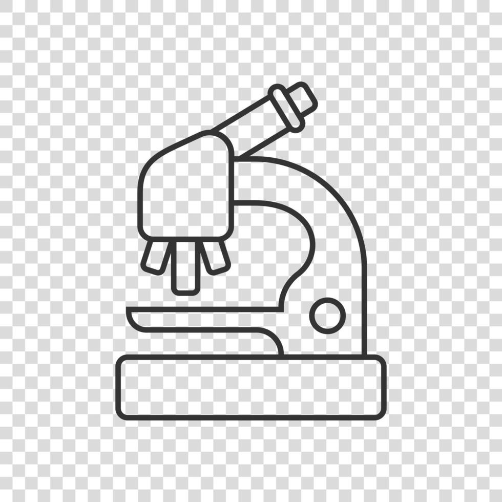 Microscope icon in flat style. Laboratory magnifier vector illustration on isolated background. Biology instrument sign business concept.