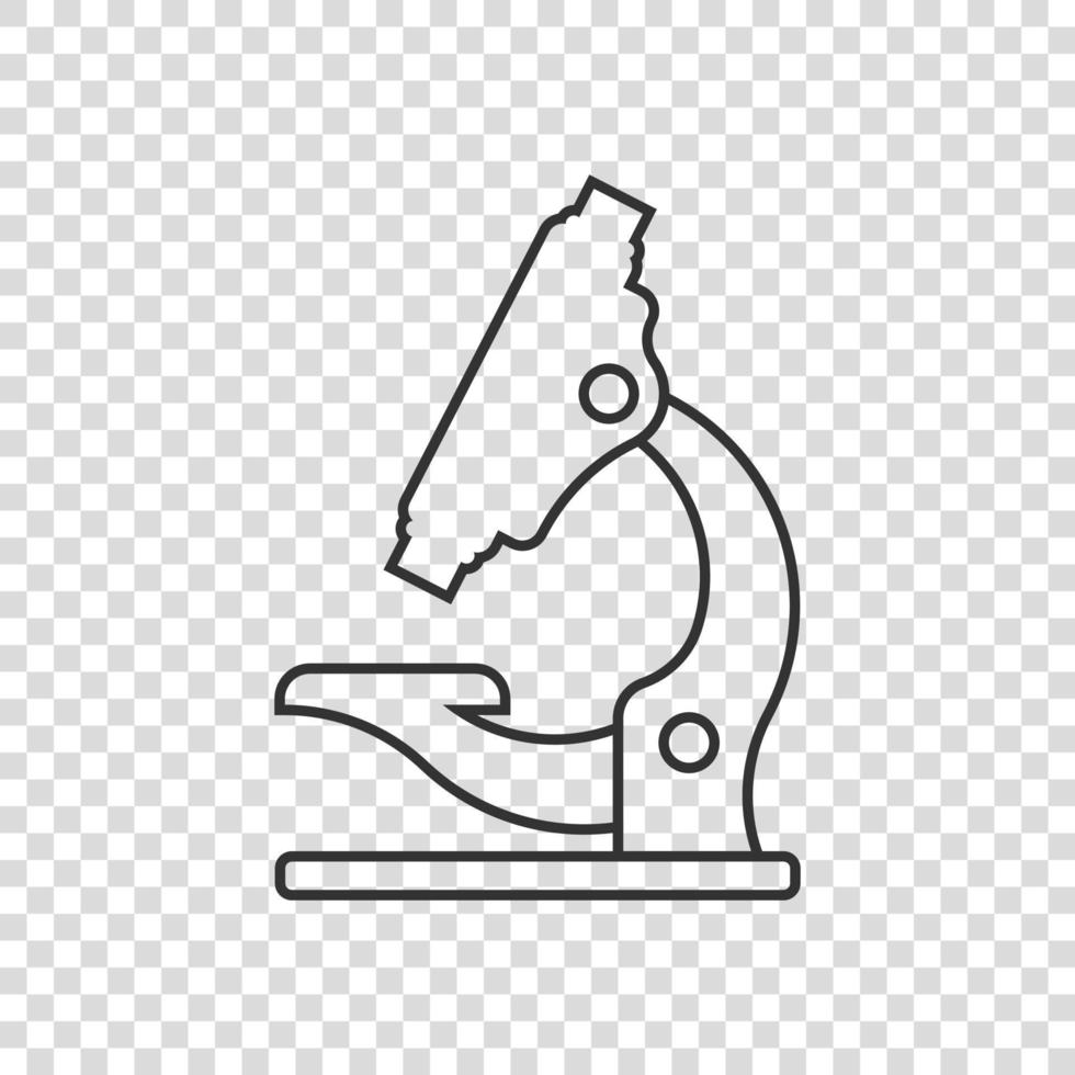 Microscope icon in flat style. Laboratory magnifier vector illustration on isolated background. Biology instrument sign business concept.