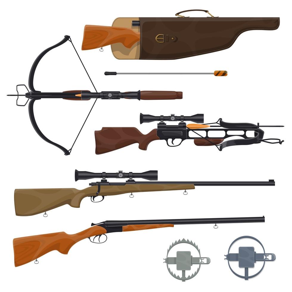 Hunting equipment and gun, vector