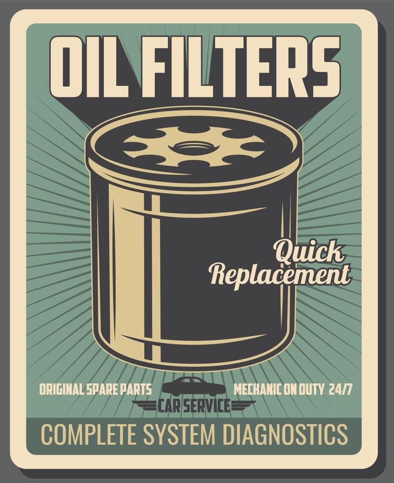 Car repair service, oil filter spare part vector