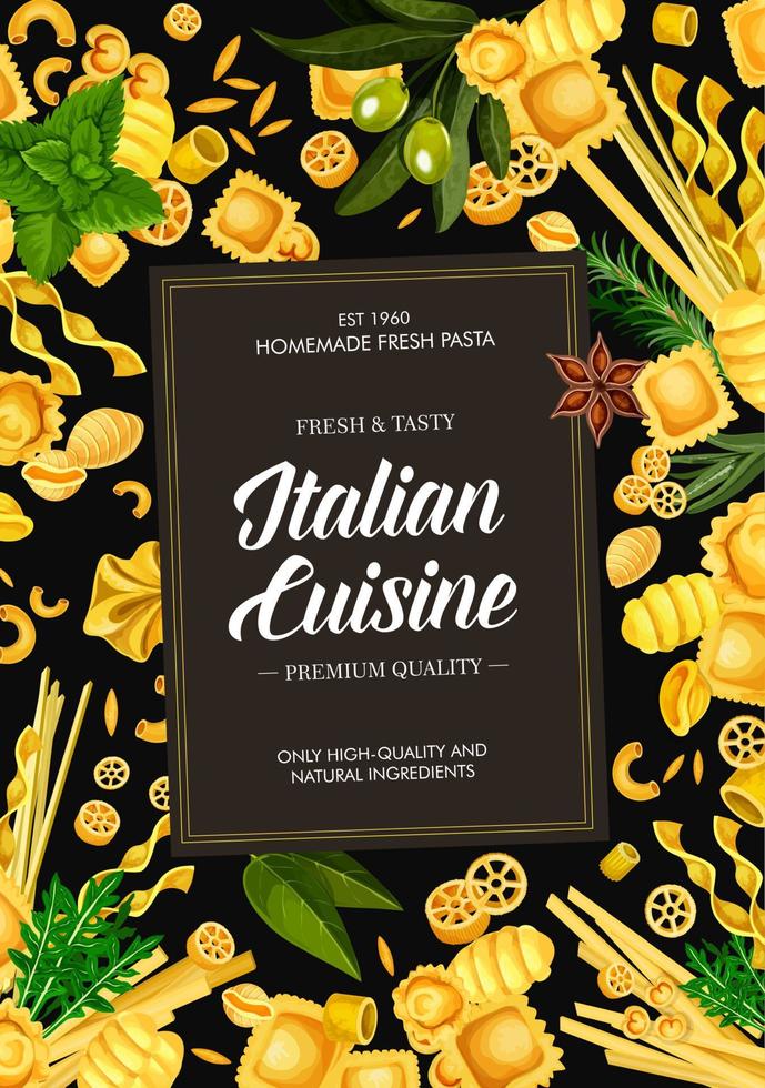 Italian pasta dish cooking spices and ingredients vector