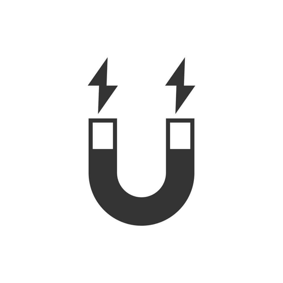 Magnet icon in flat style. Attract vector illustration on white isolated background. Electromagnetic business concept.