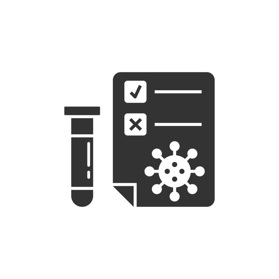 Coronavirus test icon in flat style. covid-19 vector illustration on isolated background. Medical diagnostic sign business concept.