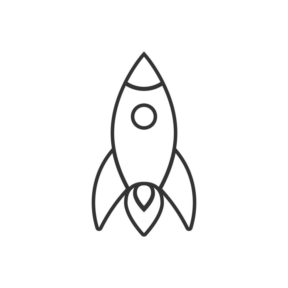Rocket icon in flat style. Spaceship launch vector illustration on white isolated background. Sputnik  business concept.
