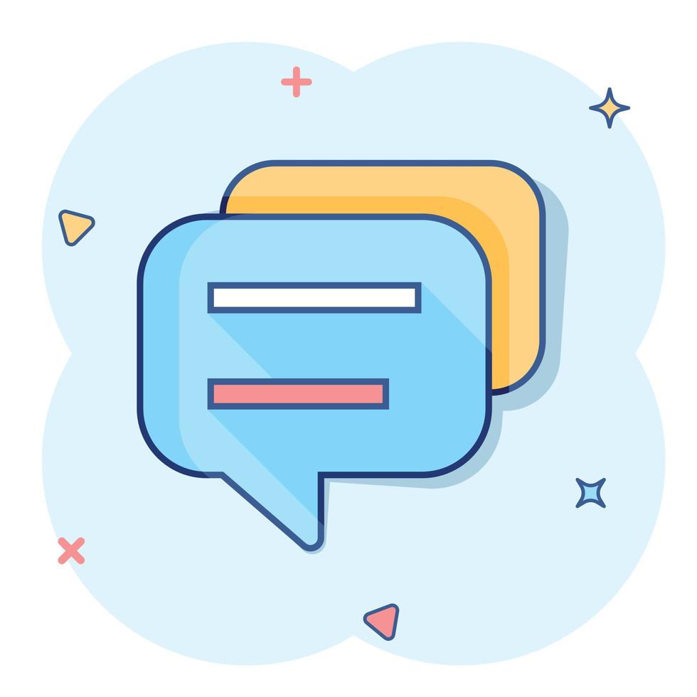 Vector cartoon speech bubble icon in comic style. Discussion dialog sign illustration pictogram. Comment cloud business splash effect concept.