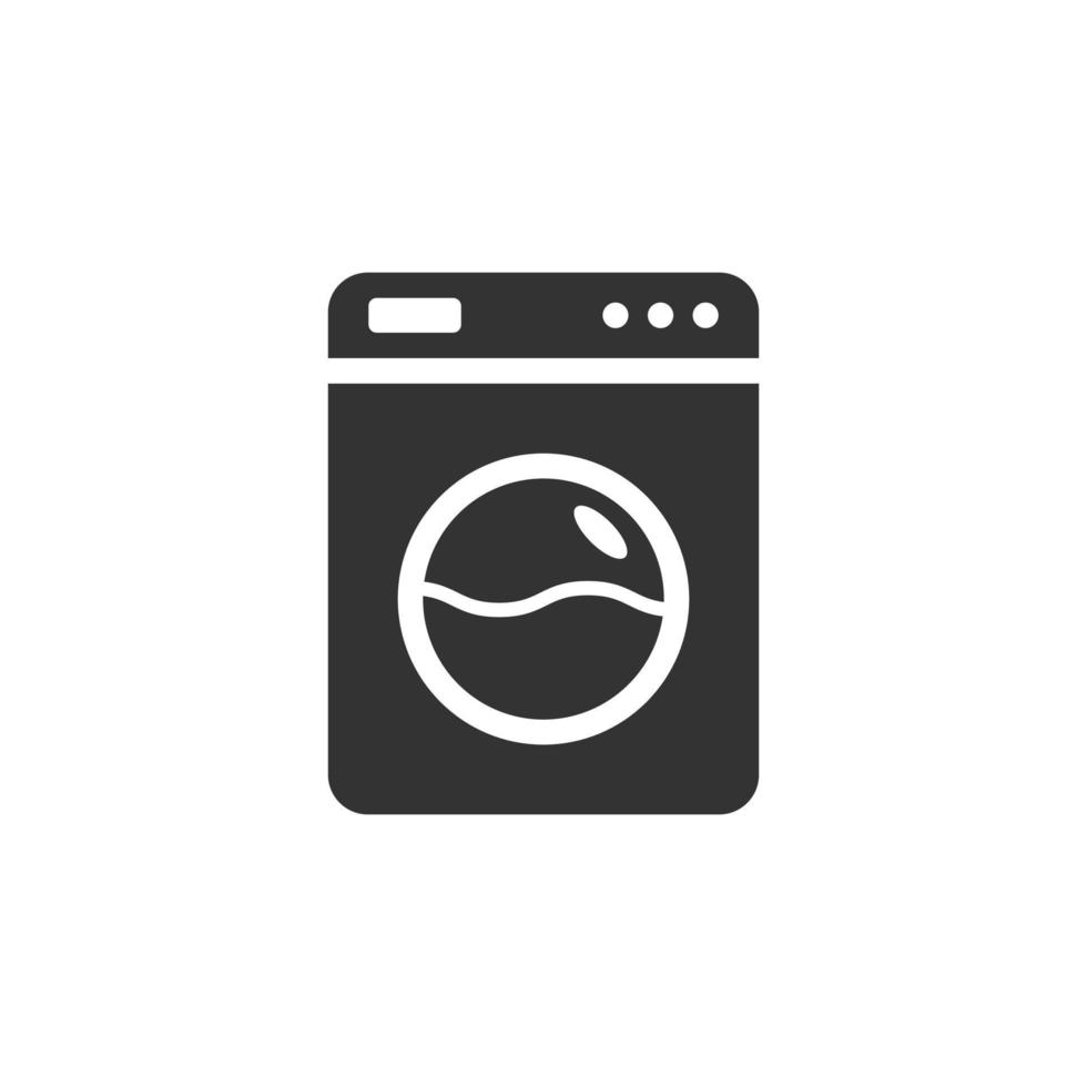 Washing machine icon in flat style. Washer vector illustration on white isolated background. Laundry business concept.