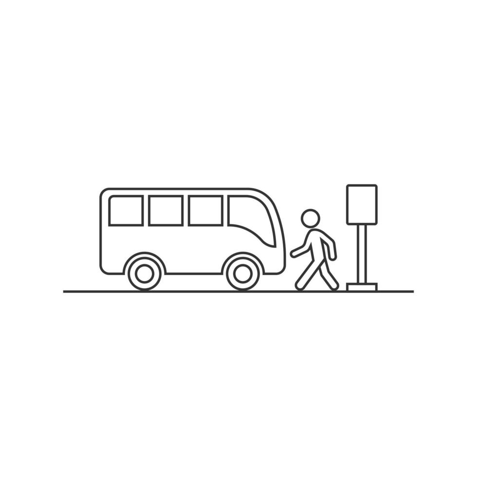 Bus station icon in flat style. Auto stop vector illustration on white isolated background. Autobus vehicle business concept.