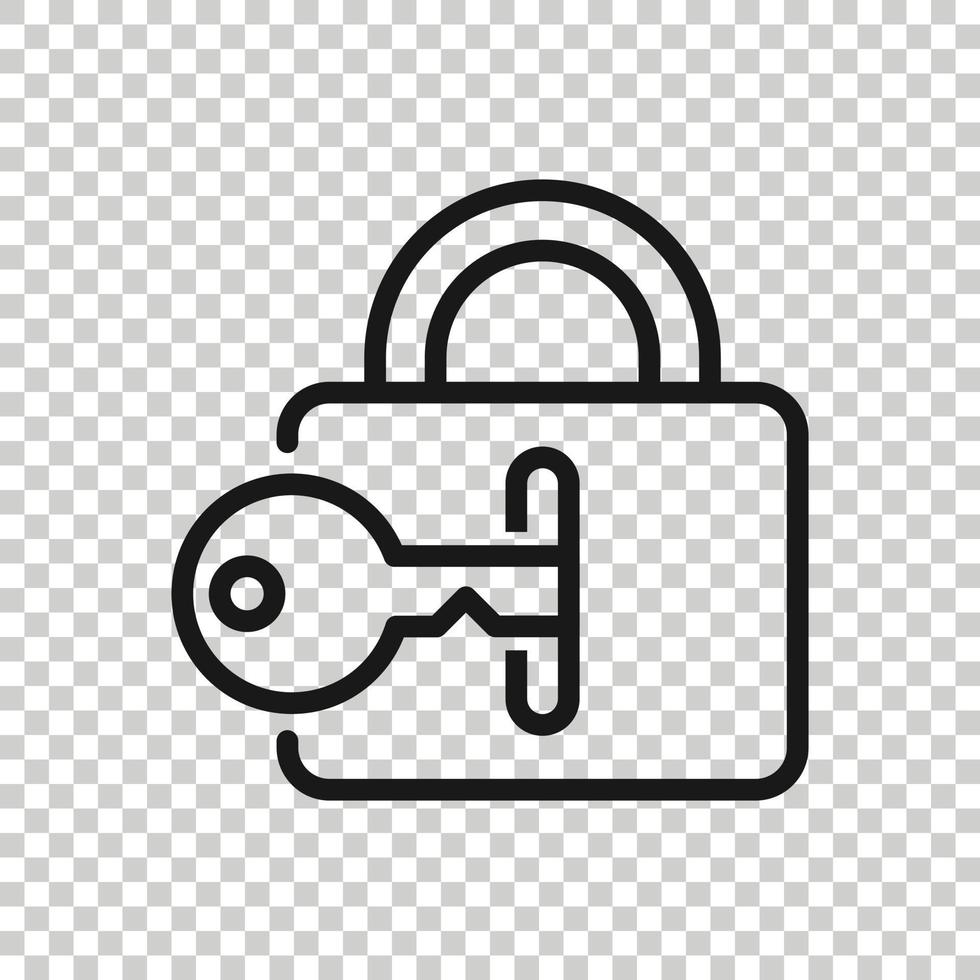 Locker icon in flat style. Padlock password vector illustration on white isolated background. Key unlock business concept.
