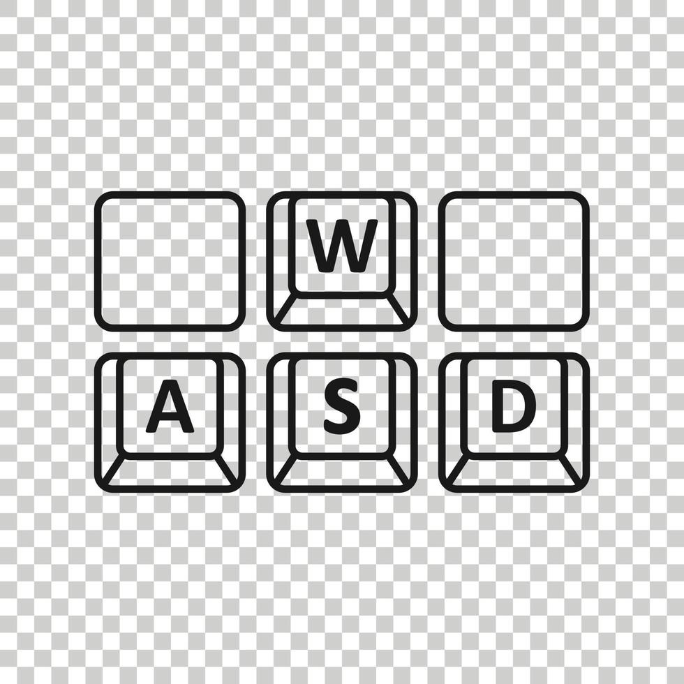 icono de botón wasd en estilo plano. Ilustración de vector de teclado sobre fondo blanco aislado. concepto de negocio de ciberdeporte.