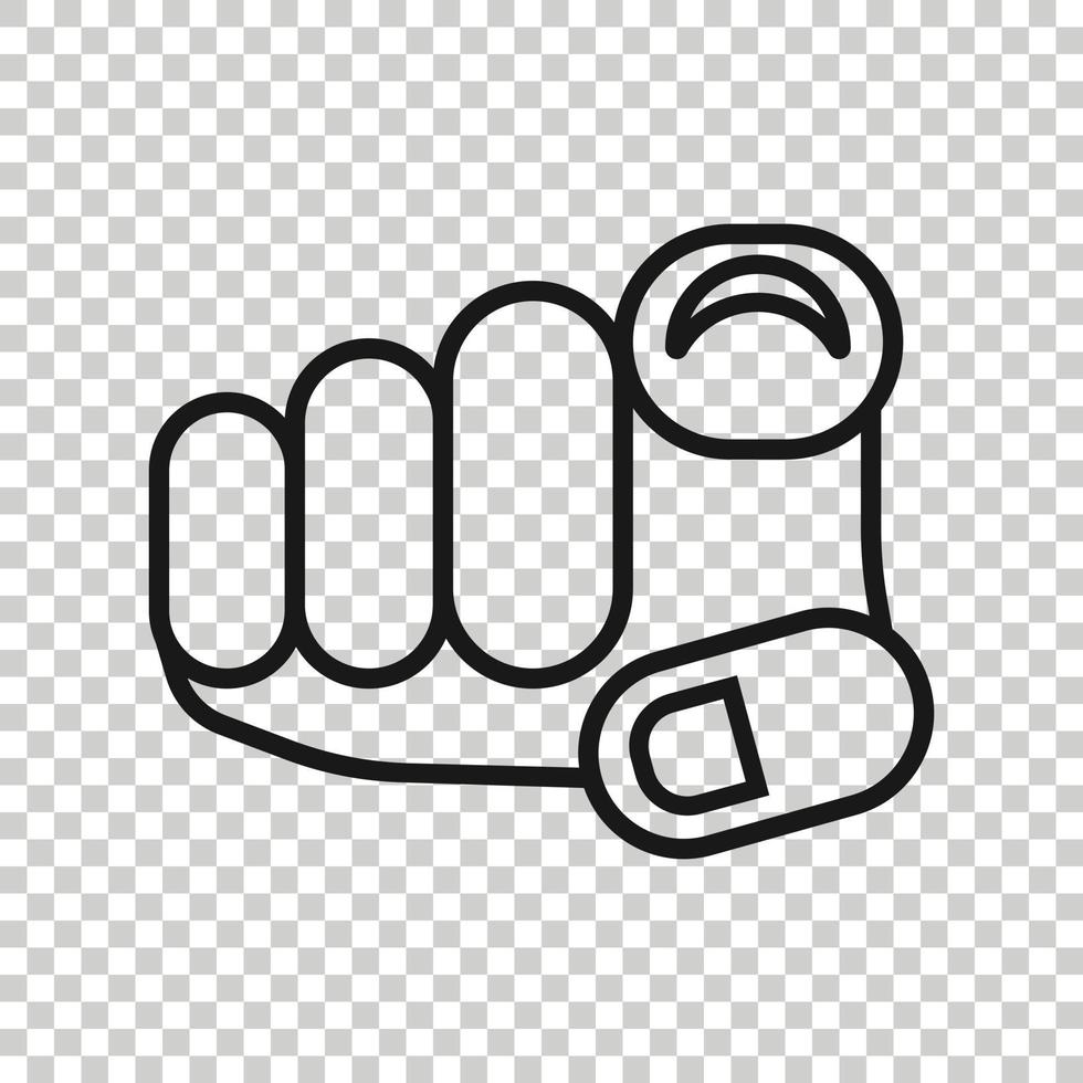 Finger point icon in flat style. Hand gesture vector illustration on white isolated background. You forward business concept.