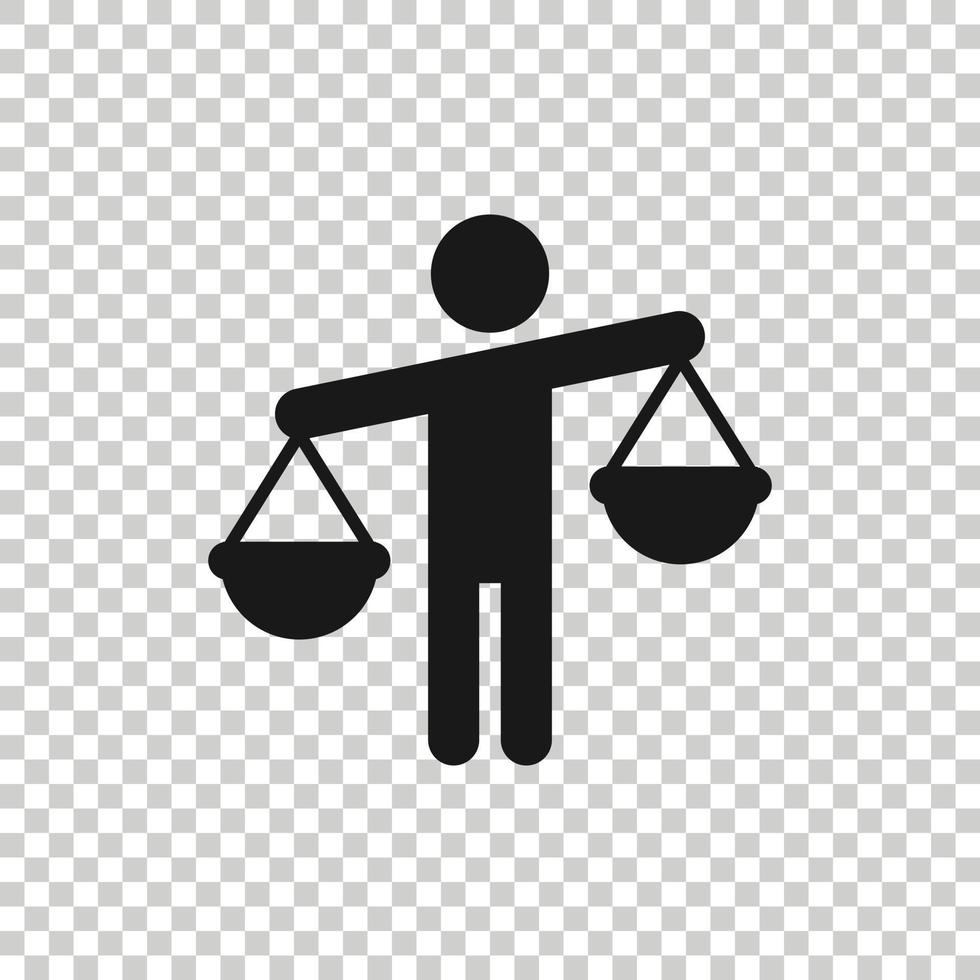 Ethic balance icon in flat style. Honesty vector illustration on isolated background. Decision business concept.