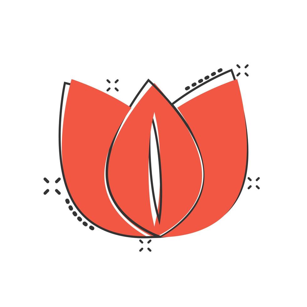 Leaf icon in comic style. Plant cartoon vector illustration on white isolated background. Flower splash effect sign business concept.