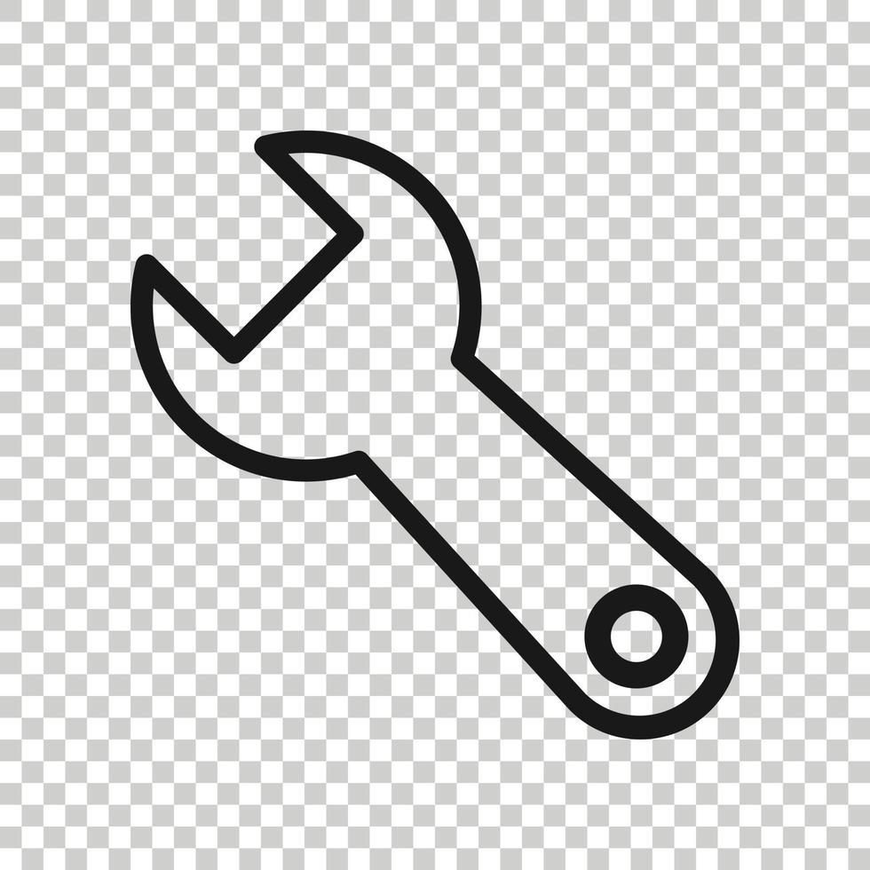Wrench icon in flat style. Spanner key vector illustration on white isolated background. Repair equipment business concept.