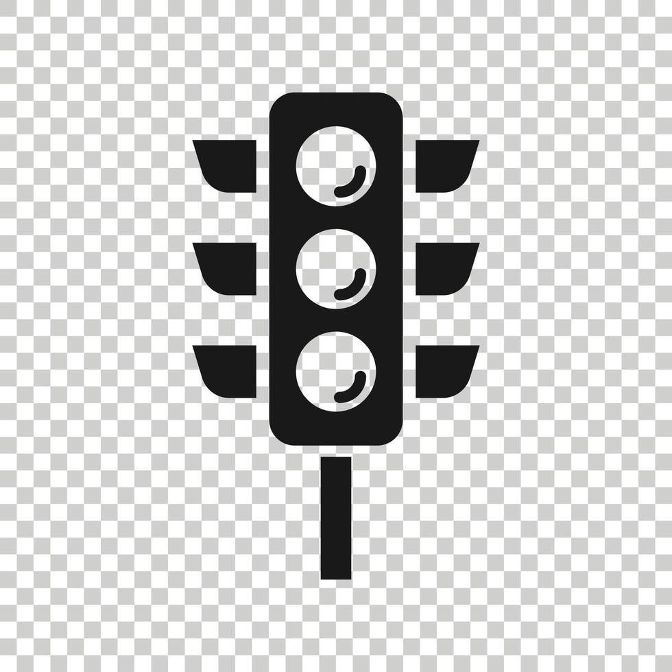 Semaphore icon in flat style. Traffic light vector illustration on white isolated background. Crossroads business concept.