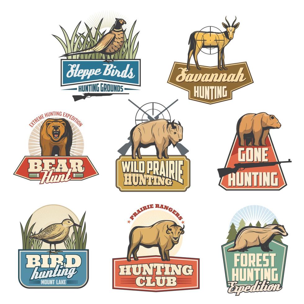 Hunting sport vector isolated icons