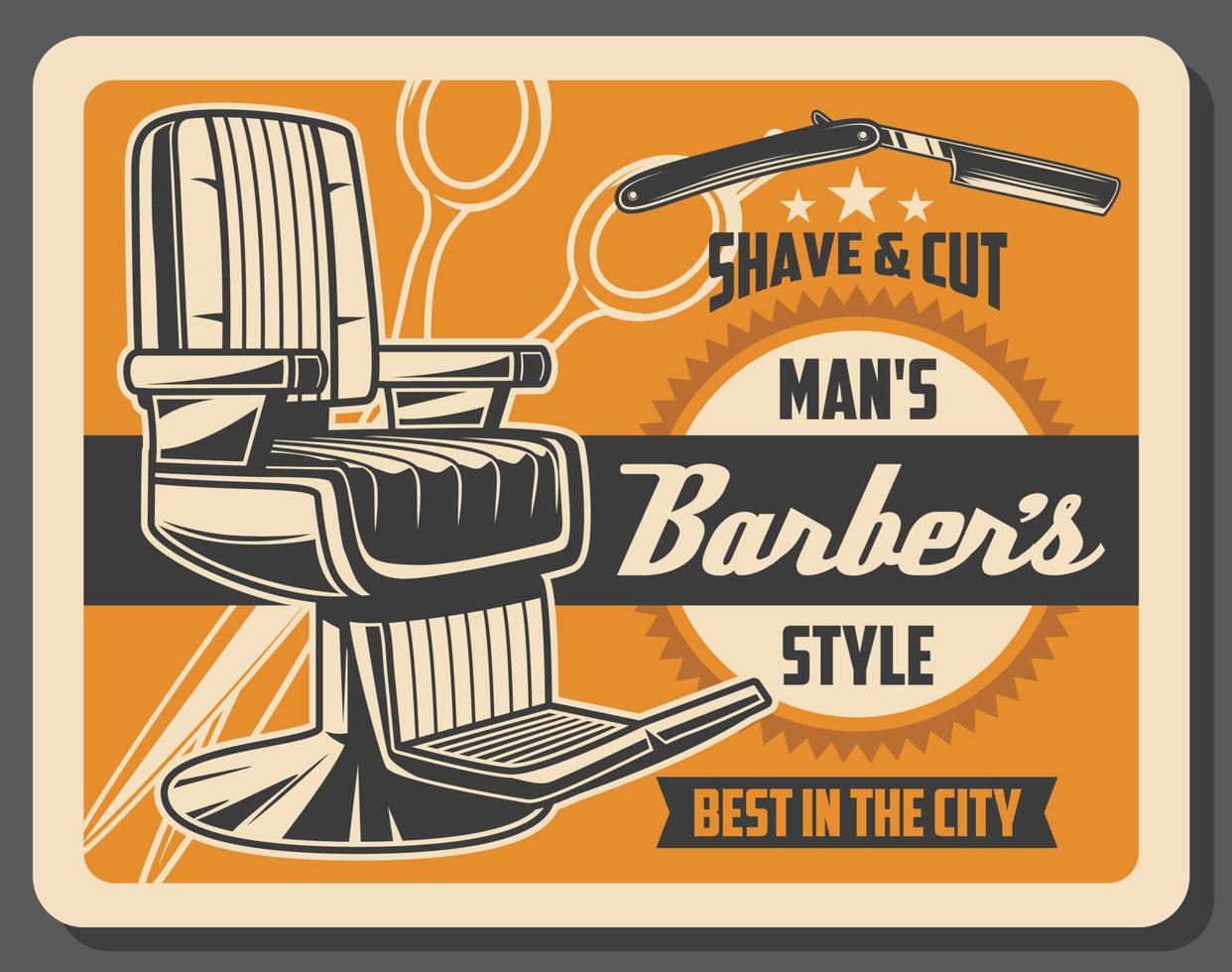 Barber shop or male hipster hairdressing salon vector