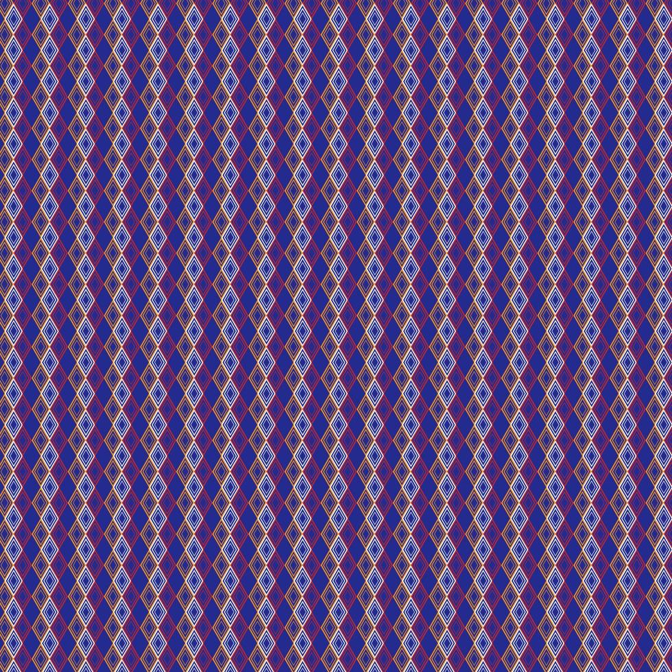 el patrón de tela se crea a partir de varios cuadrados de diamantes multicolores colocados uno al lado del otro sobre un fondo azul para crear un patrón hermoso. adecuado para telas vector