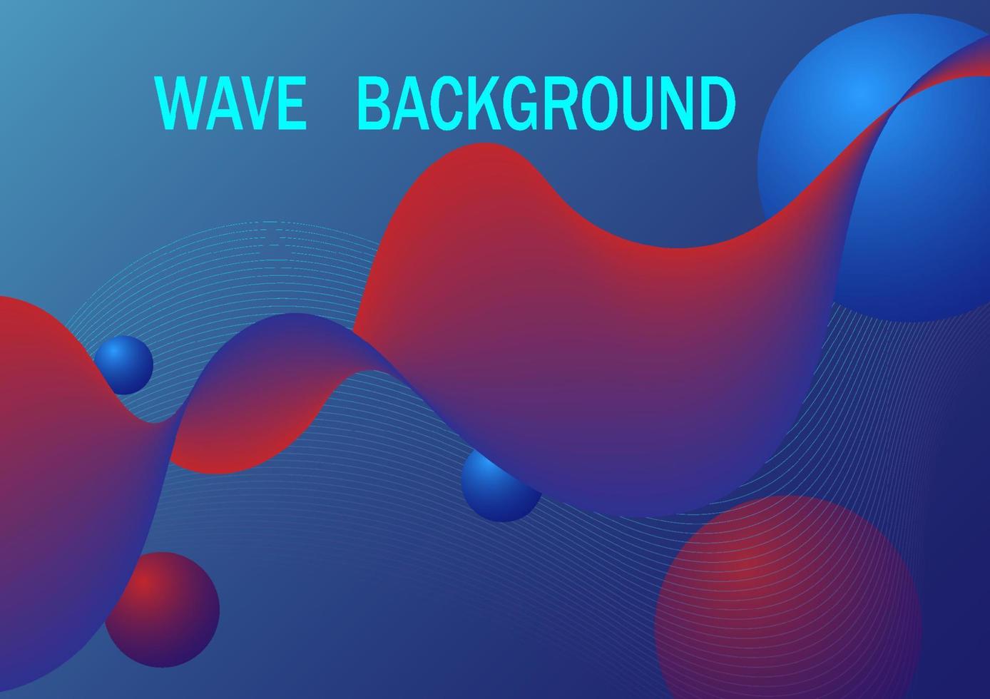 Abstract wave background with balls on a blue background. vector