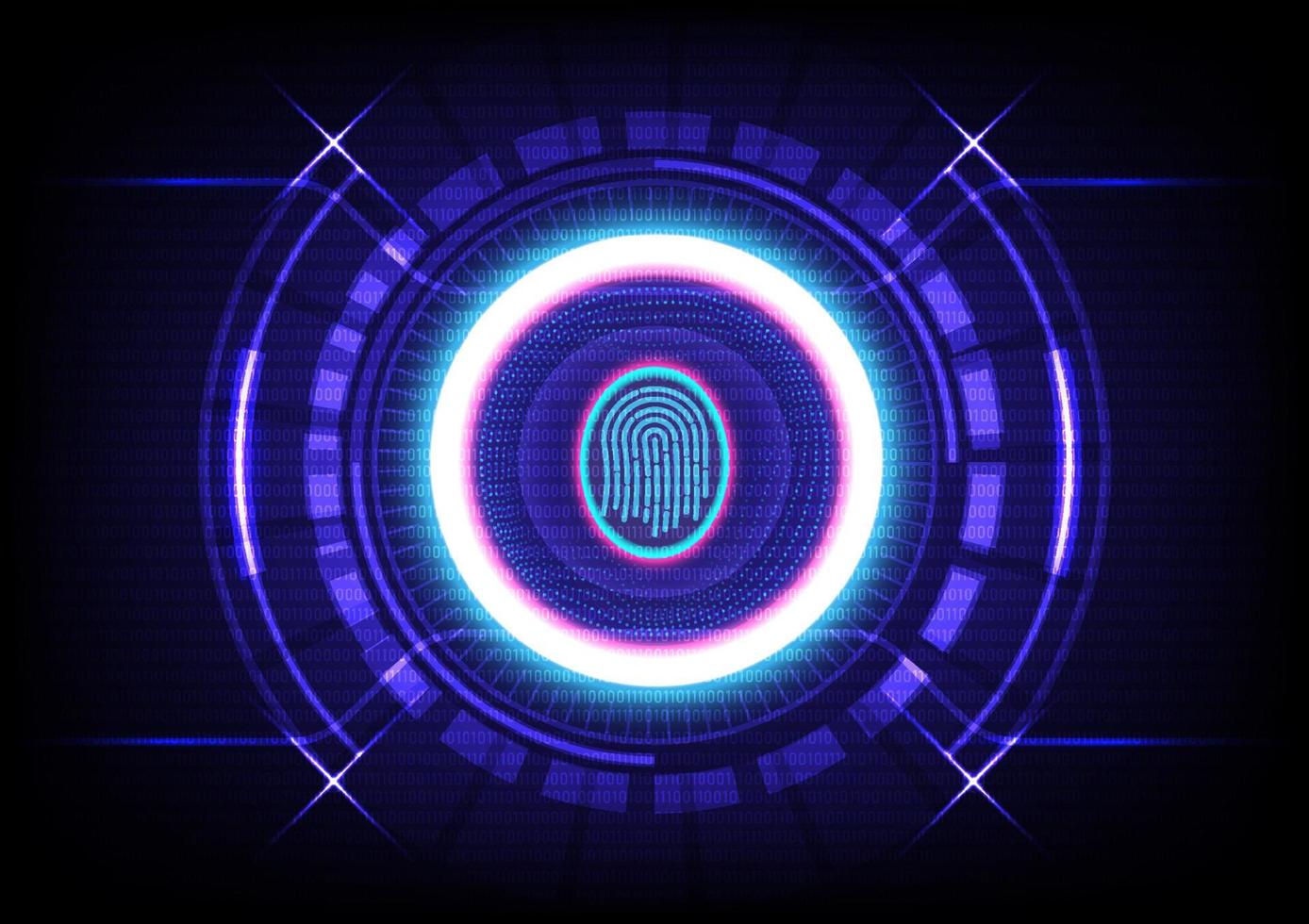 High-tech circle background with fingerprint scanning security vector