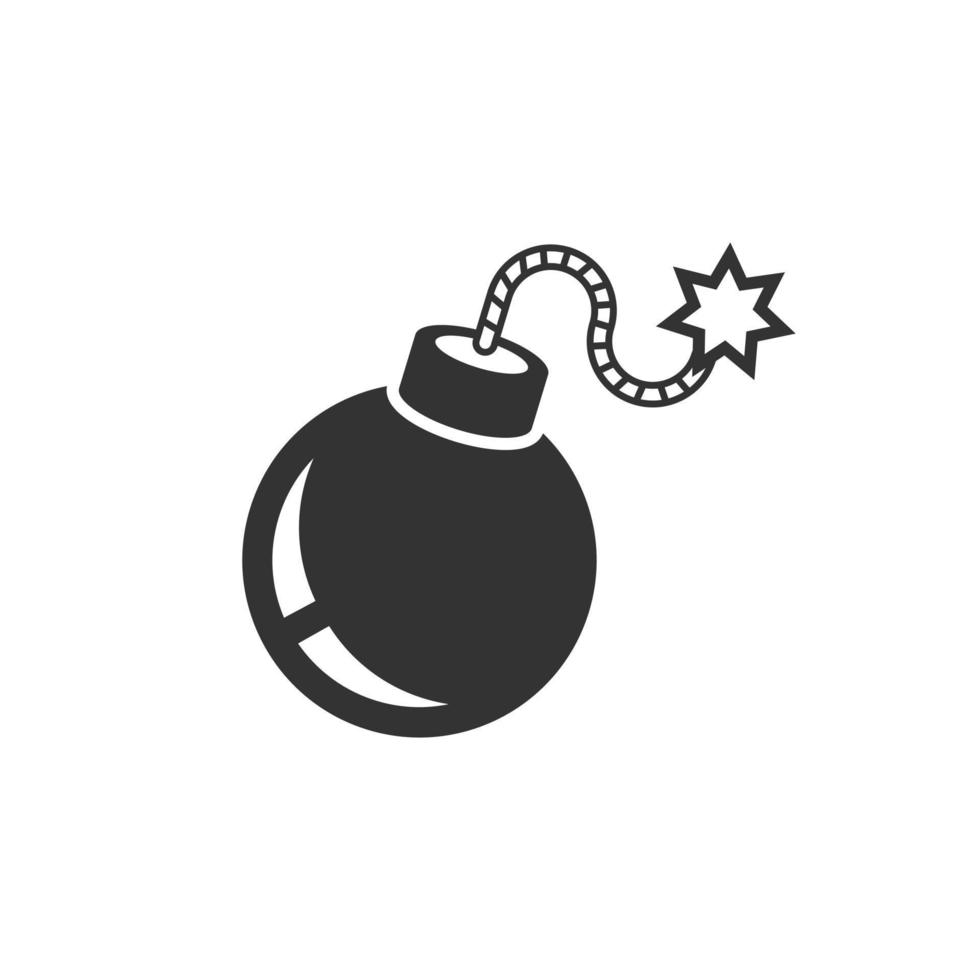 Bomb icon in flat style. Dynamite vector illustration on white isolated background. C4 tnt business concept.