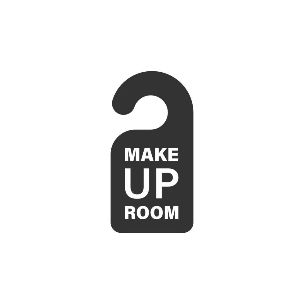 Make up room hotel sign icon in flat style. Inn vector illustration on white isolated background. Hostel clean business concept.