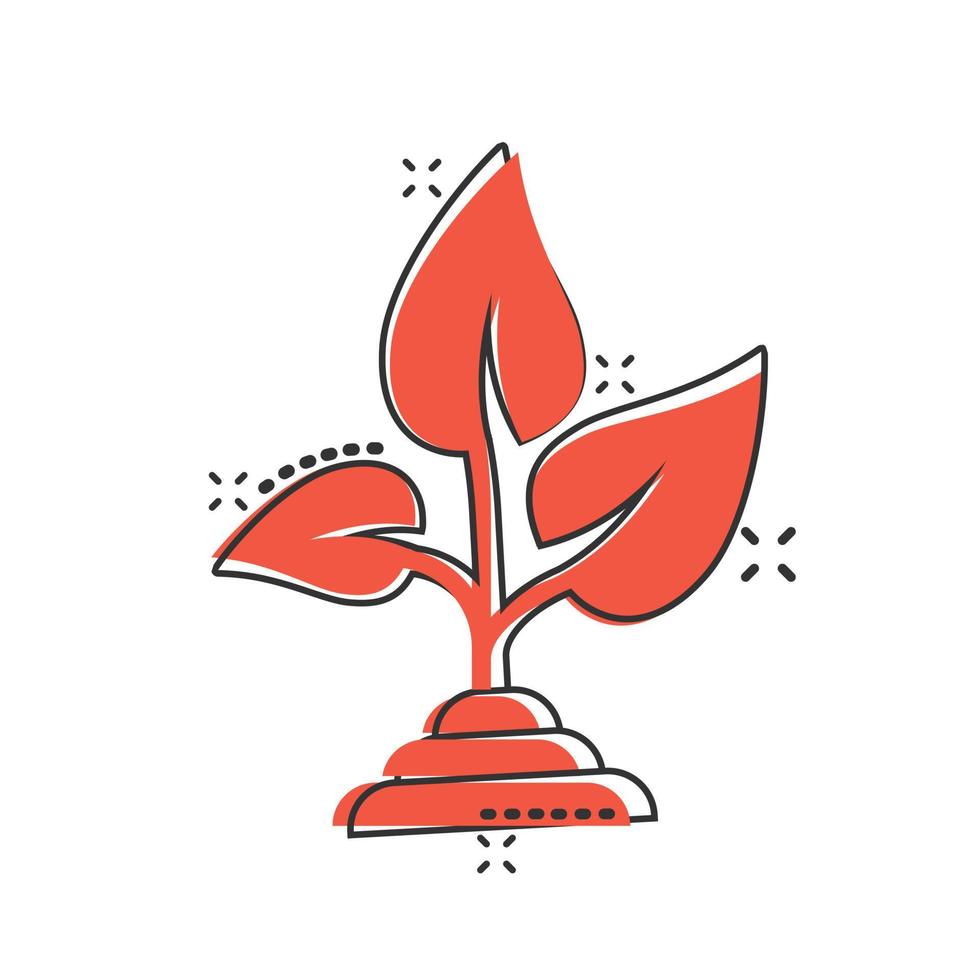 icono de hoja en estilo cómico. planta ilustración vectorial de dibujos animados sobre fondo blanco aislado. concepto de negocio de signo de efecto de salpicadura de flor. vector